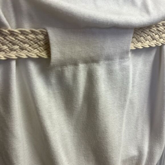 Michael Kors Cream Short Sleeve Cardigan Sweater Tunic with Beige Belt- Small - Picture 10 of 12